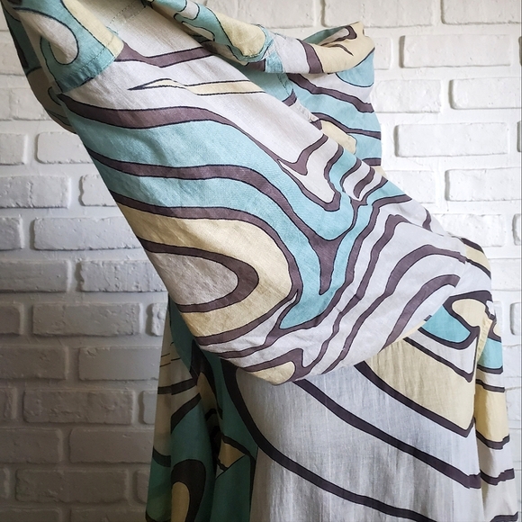 Gretchen Scott Funnel Tunic Top Cowl Neck Blue Bohemian Long Sleeves Size Large - Picture 8 of 12